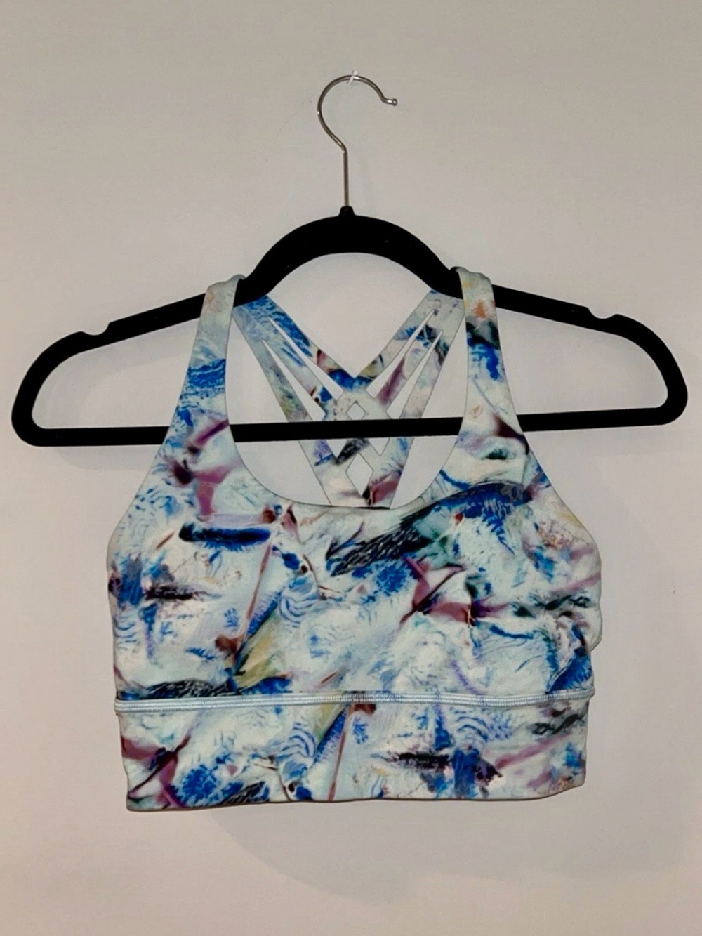 lululemon Multicolor Watercolor Print Sports Bra Size 6 Blue, Purple Crossback